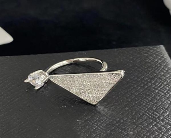 

2022 new triangle open ring fashion brand designer rings women gifts wedding jewelry three colors available with box78787444, Golden;silver
