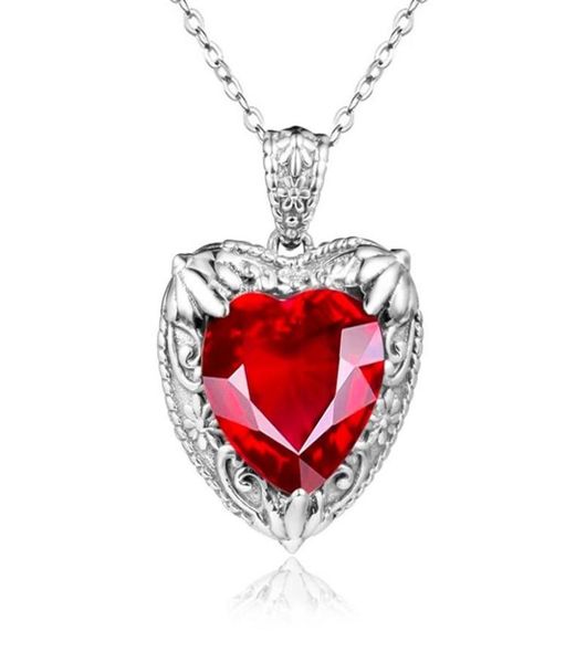 

pendant necklaces gorgeous red heart necklace bridal wedding band eternity bright women4490523, Silver