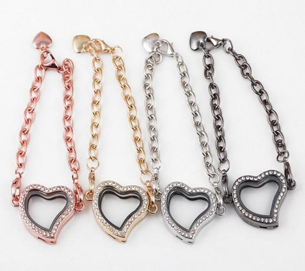 

10pcslot 4colors 30mm heat locket bracelet magnetic glass living floating locket bangle for women fashion jewelrys8327405, Golden;silver