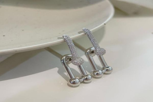 

925 silver hard wear dangle rhinestone earrings for women big size8755103