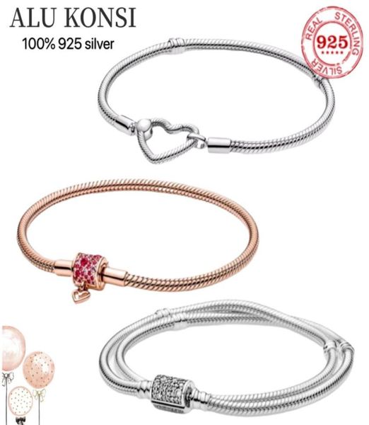 

2021 new love 100 925 sterling silver beaded bracelet for women fit original diy charm jewelry6170012, Black