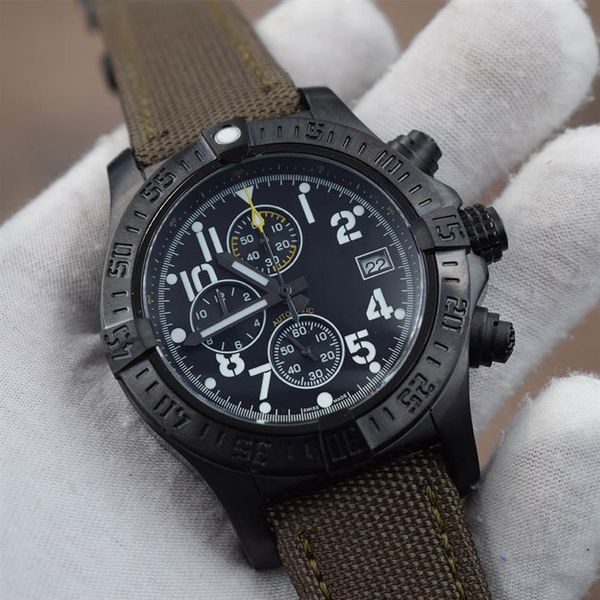 

2022 new gents wristwatch sports vk japan quartz movement multifunctional chronograph black steel nylon strap mens watch269n, Slivery;brown