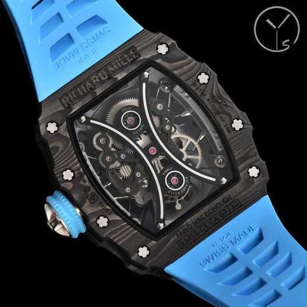 

tourbillon watch rm53-01 rm53 pablo mac donough superb men wrist watches p8il high-end quality mechanical uhr ntpt all carbon fiber case mon, Slivery;brown