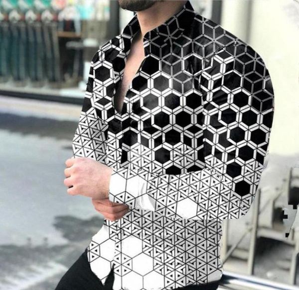 

autumn men printed shirt fashion casual long sleeves shirts plus size blouses2911037, White;black