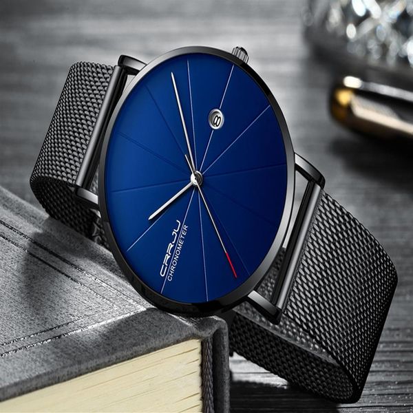 

relogio superclean masculino crrju luxury brand analog sports wristwatch display date men's quartz watches business watch238o, Slivery;brown