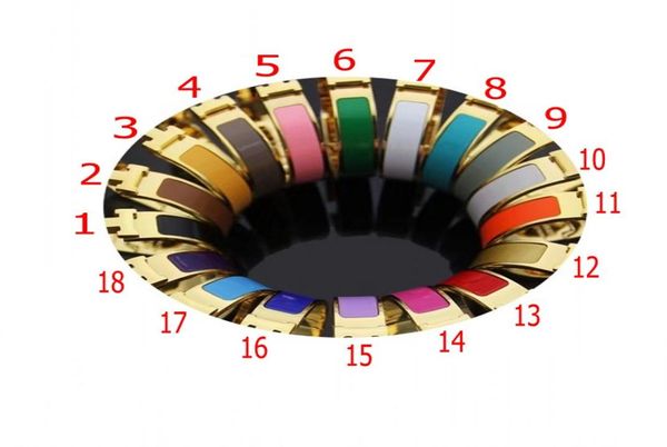 

12mm mixed colors women designer bangles titanium steel gold plated luxury letter drop oil couple bracelets lady party1453112, Black