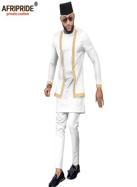 

african men clothing set outfit suit 3 pieces for men dashiki shirt ankara pants tribal hat tracksuit afripride a1916016 2011233283973, Gray
