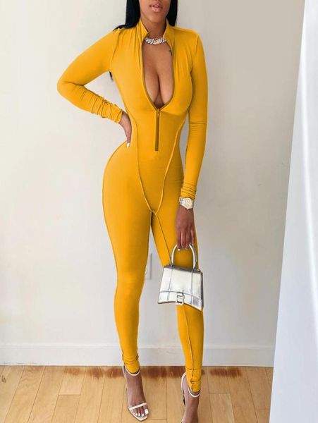 

solid color patchwork zipper design skinny one piece women jumpsuit romper8382178, Black;white