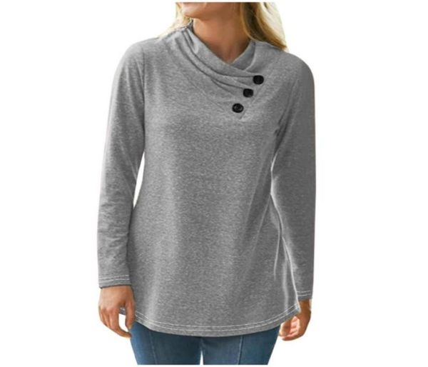 

fashion buttons tshirt casual basic autumn winter ladies solid tunic female women long sleeve shirt blusas pullover9874763, White