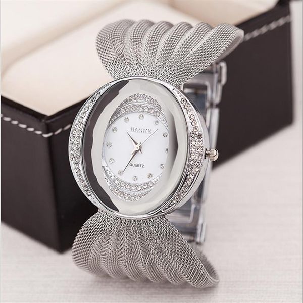 

baohe brand arrival luxurious ladies wristwatch eliptical dial wide silver mesh bracelet watch womens fashion watches quartz wrist260x, Slivery;brown