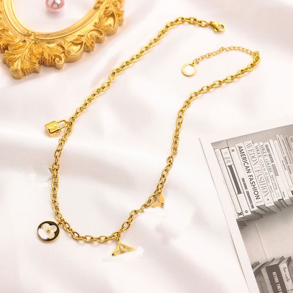 

luxury designer letter pendant necklaces chain 18k gold plated crysatl rhinestone flowers sweater newklace for women jewerlry accessories, Silver