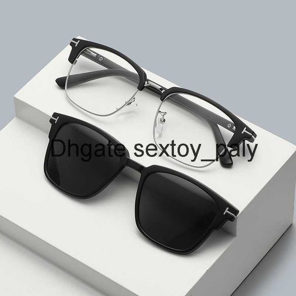

sunglasses tom new magnetic ford gland mirror men's half frame t metal 5-in-1 clip cross polarized can be equipped with near eye lens, White;black