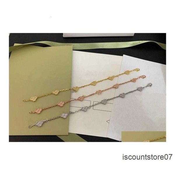 

bracelets luxury designer mini bracelet for women 4 four leaf clover 18k gold jewelry agate shell mother of pearl chain fashio dhm9f, Golden;silver