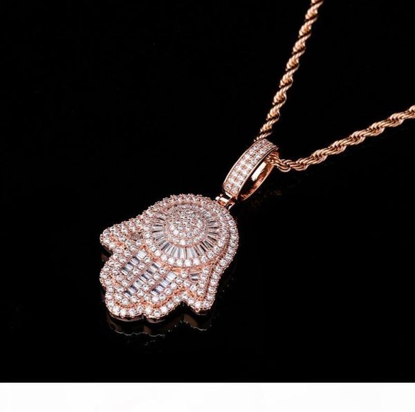 

mens iced out hip hop chain pendants luxury designer necklace hiphop jewelry mens gold chain pendants diamond fatima hand amulet c4257053, Silver