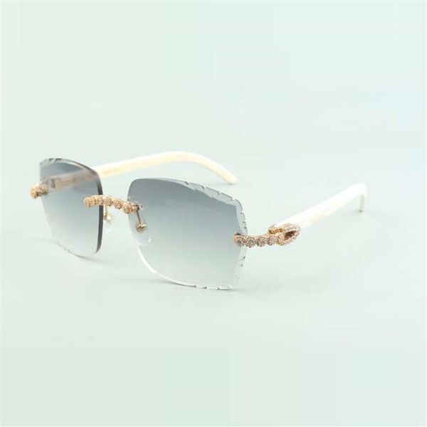 

2022 exquisite bouquet diamond sunglasses 3524014 with natural white buffs glasses and cut lens 3 0 thickness size 18-140 mm227v, White;black