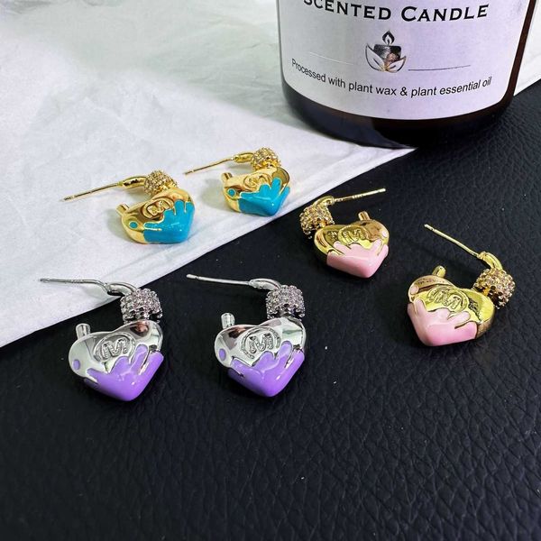 

Top designer MiuMiu Earrings Fashion Mini Sugar Glaze Love Lock Cream Versatile Valentine's Day gift high quality light luxury Jewelry Accessories