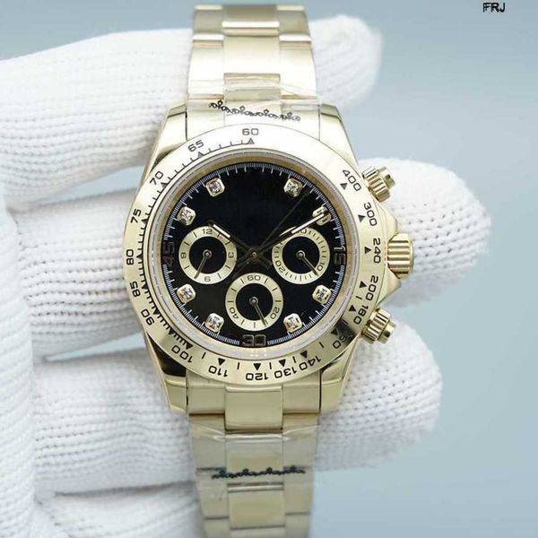 

rolaxs watch diamond st9 steel quality subdials working 40mm automatic mechanical movement sapphire glass mens ceramic bezel es cosmograph b, Slivery;golden