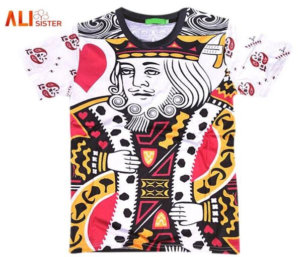 

summer style hip hop t shirt menwomen playing cards print 3d t shirt harajuku clothes camisa masculina size king poker shirt 17313816376, White;black