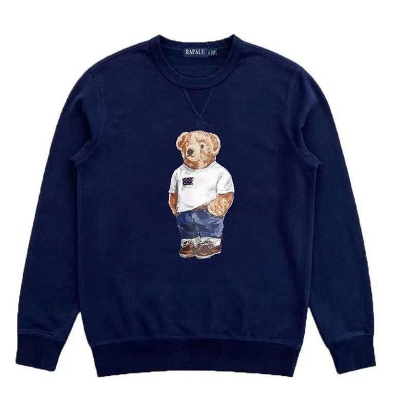 

2021ss new cartoon loose round neck print bear plush long sleeve pullover bear t-shirtxxl, White;black