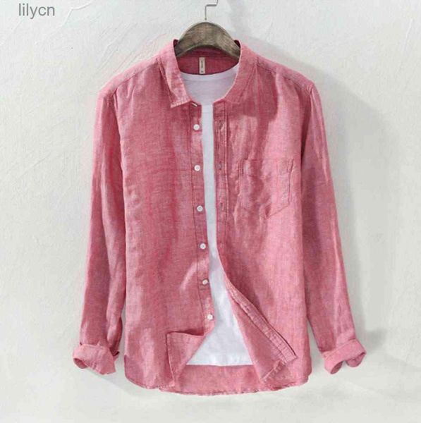 

style mens long sleeve linen shirts casual solid color lapel cotton fashion slim 1473584, White;black