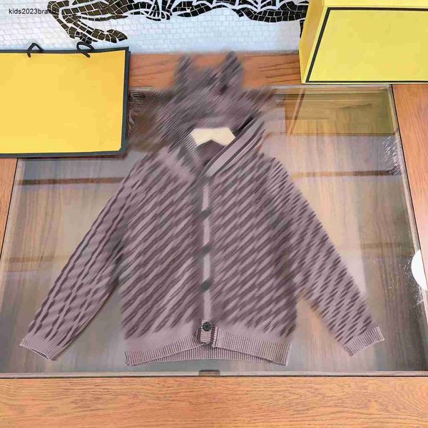 

designer kids hooded cardigan fashion letter jacquard baby knitted sweater size 100-160 cm baby animal ear decorative hat jacket aug16, Blue
