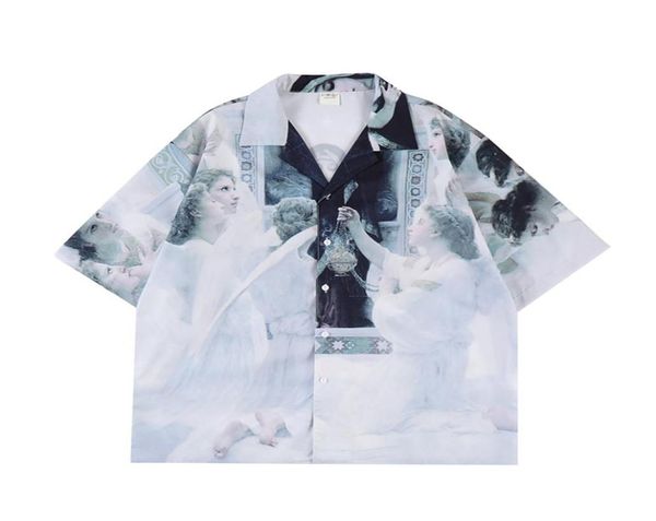 

painted short sleeve summer shirts for men and women streetwear casual lapel oversized 75427289429424, White;black