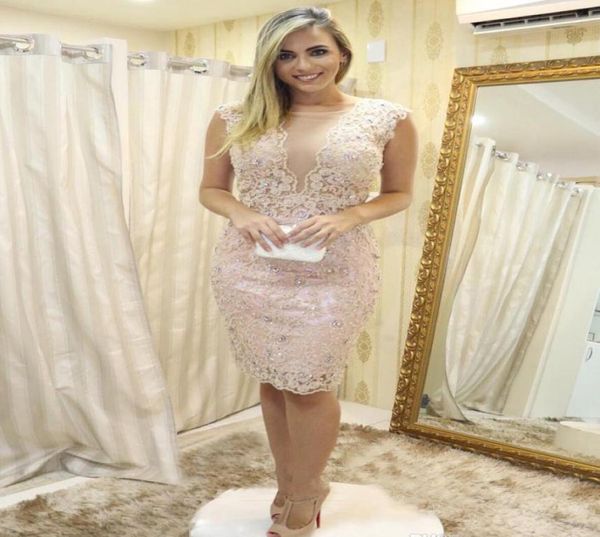 

2019 sheath cocktail dress lace knee length semi club wear homecoming graduation party gown plus size custom made8318192, Black
