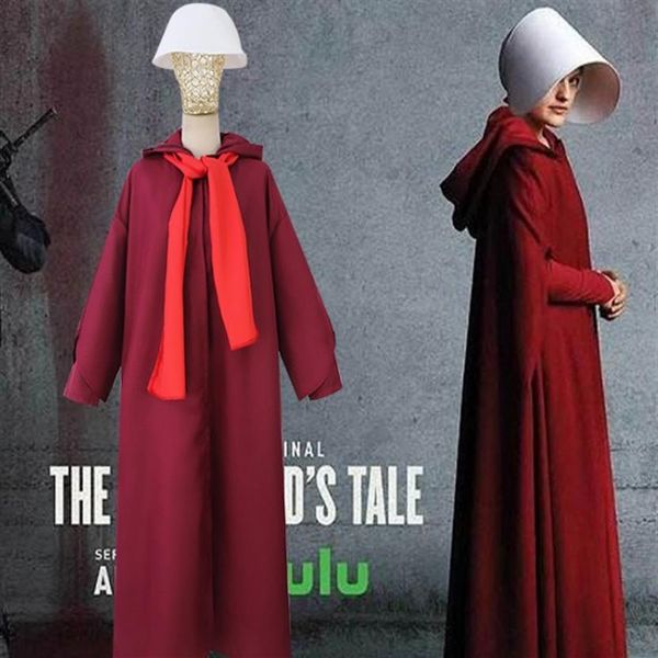 

the handmaids tale offred red dress cloak cosplay costume3020, Black;red