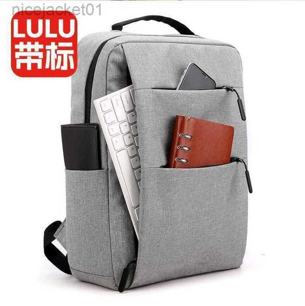

2023 designer lulusslemens bag backpack men's new simple travel casual backpack women's simple business 14 inch notes luluss