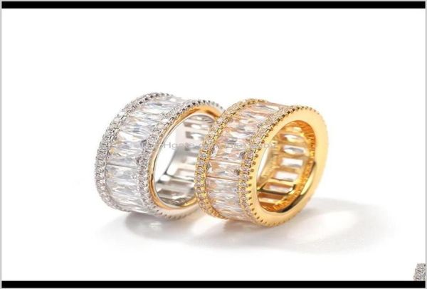 

band drop delivery 2021 fashion mens rings hip hop jewelry gold sier iced out wedding ring v2lmx281z7954029, Silver