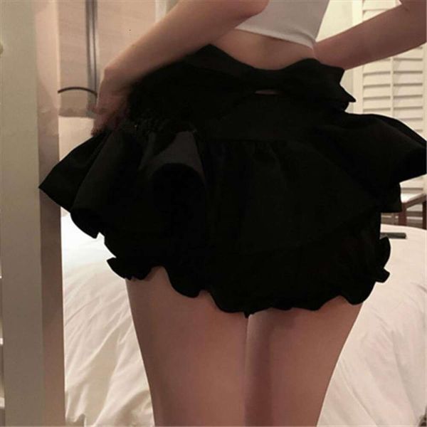 

sweet and bow tie skirt womens summer girl anti revealing flower bud fluffy, Black