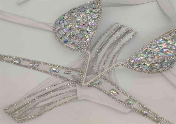 

vacation v collar swimwear daimond bikini set push up swimsuit bling s bathing suit 2107228135587, White;black