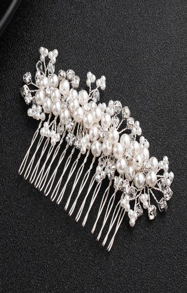 

ivory white pearls austrian crystal hair combs wedding hair accessories bridal head jewelry handmade hairpieces hairpins jch1263364259, Golden;white