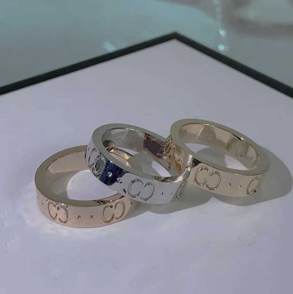 

luxurys designers band rings fashion men women titanium steel engraved letter pattern lovers jewelry size 5-11, Silver