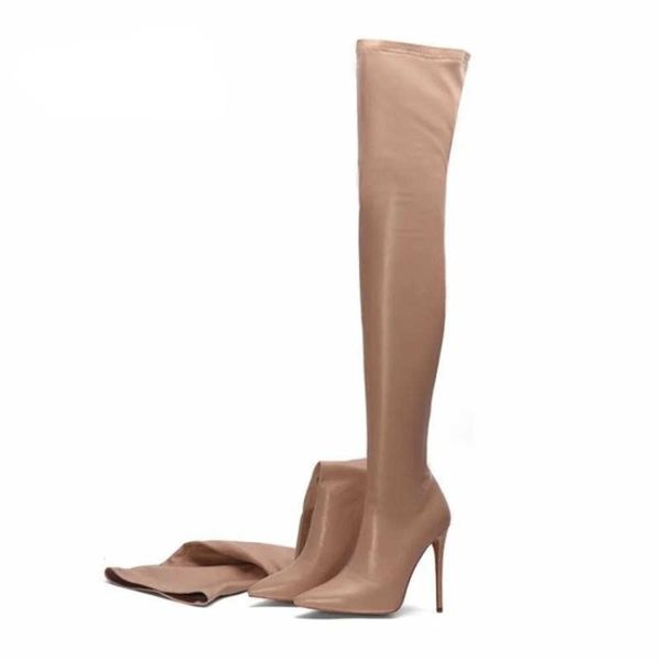 

red knee length boots, children's thin heels, spring and autumn 2022, super high heels, suede elastic boots, large size, women's b, Black