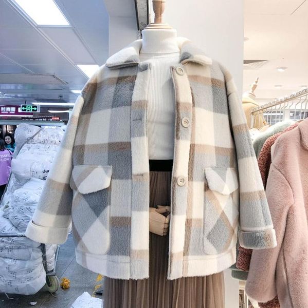 

2020 autumn jackets for women fashion wool blends faux fur coats female jacket winter coat womens loose thick warm9309269, Black