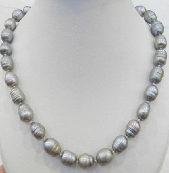 

18quot1112 mm round tahitian black green pearl necklace0126429362, Silver