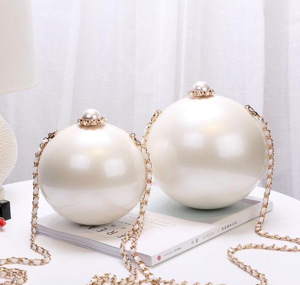 

women round pearl evening bag acrylic clutch bags mini handbag purse ladies evening party wedding bags5969223, Black