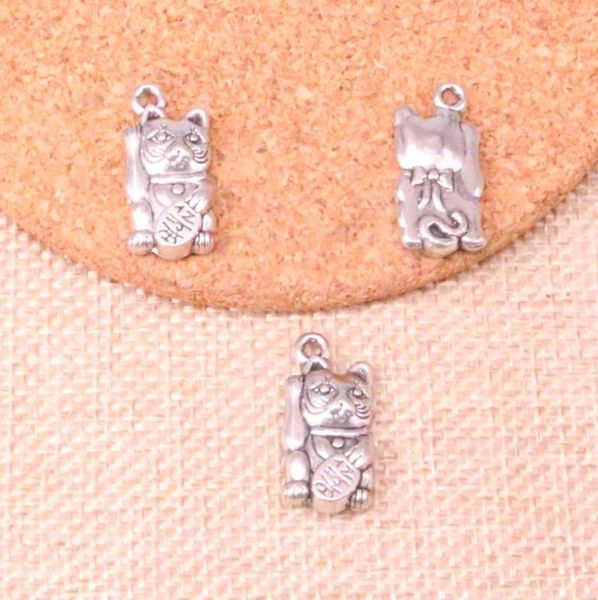 

38pcs charms lucky cat 2311mm antique making pendant fitvintage tibetan silverdiy handmade jewelry5767334, Bronze;silver