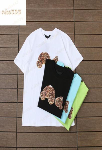 

23ss new t shirt leopard print severed bear letters printed cotton loose versatile street personality men women with the same para4071579, White;black