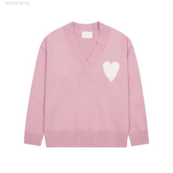 

autumn winter new pullover sweater love amies embroidered jacquard paris fashion loose casual knitwear amis for men and women 5c37, White;black