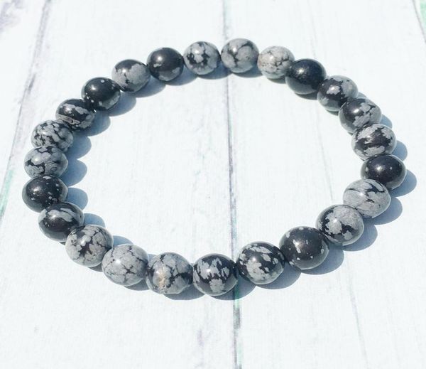 

mg0391 a grade snowflake obsidian bracelet healing crystals meditation bracelet protection spiritual gift whole3804191, Black