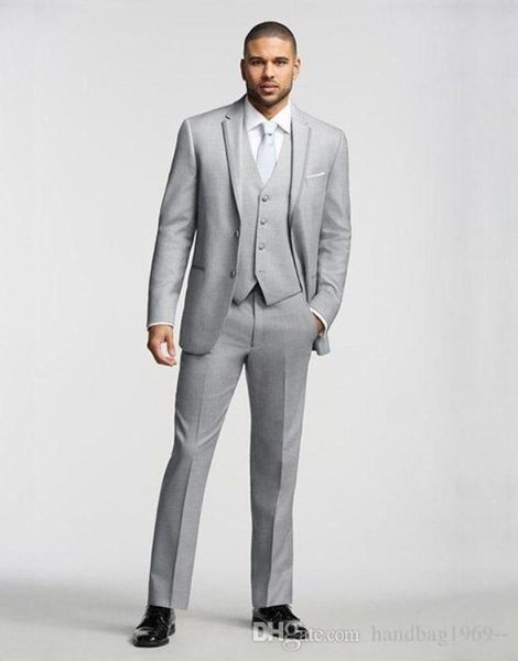 

custom made new arrivals light grey groom tuxedos notch lapel man prom dress mens wedding suits jacketpantsvesttie d1221246854, Black;gray