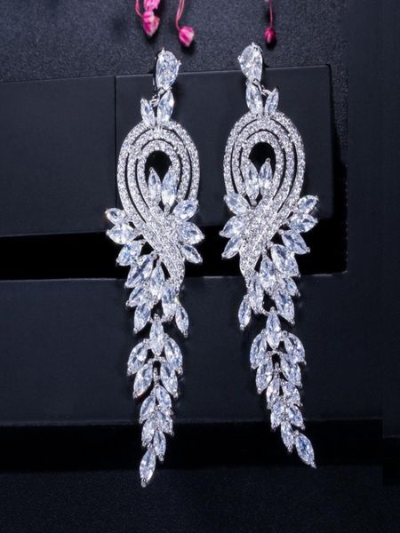 

fashion long tassel zirconia dangle earring designer for woman party 18k gold silver red blue white diamond earrings south america6723196