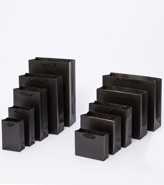 

black gift bags kraft paper gift bags with handles matte tote paper shopping kraft retail party bag recycled paper bags for 8056103, Black;white