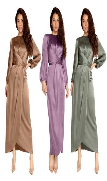 

satin bandage abaya dubai turkey hijab muslim dress india european american islam african dresses for women9658840, Black;gray