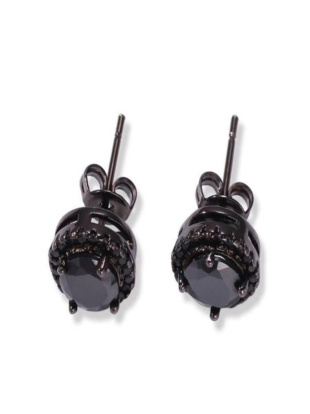 

hip hop men black silver cz round stud earrings for men women screw back trendy jewelry 9mmx9mm1169813, Golden;silver