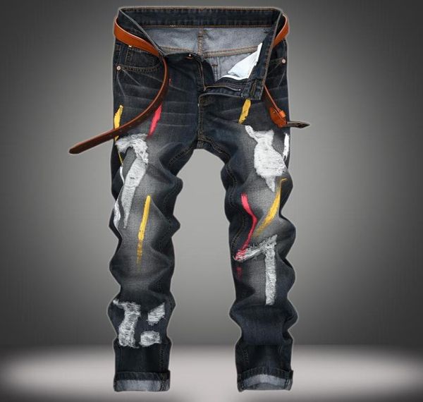 

new arrival jeans men slim fit ripped jeans men streetwear hip hop denim pants men039s clothes whole dropshipp2023486, Blue