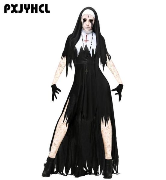 

halloween nun scary cosplay costume women black vampire fantasy dress terror sister party disguise sets female fancy for adult6949745, Black;red
