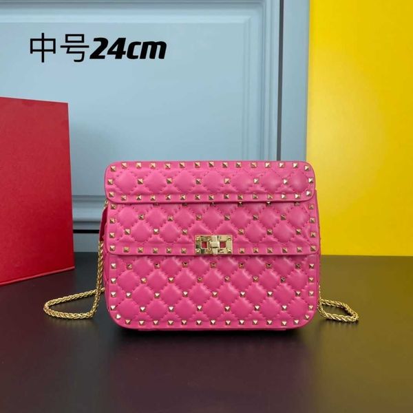 

punk rivet small bag sheepskin portable shoulder crossbody bag diamond grid chain bag metal texture v bags bfyl